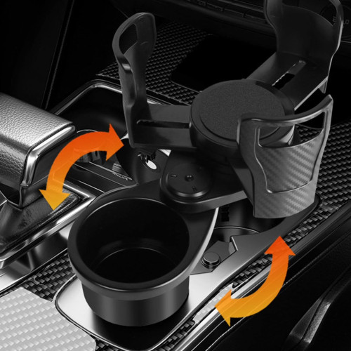 Porte-gobelet extensible 2-en-1 voiture Porte-gobelet double pour voiture en fibre de carbone tenant un café, une bouteille d'eau et un hamburger