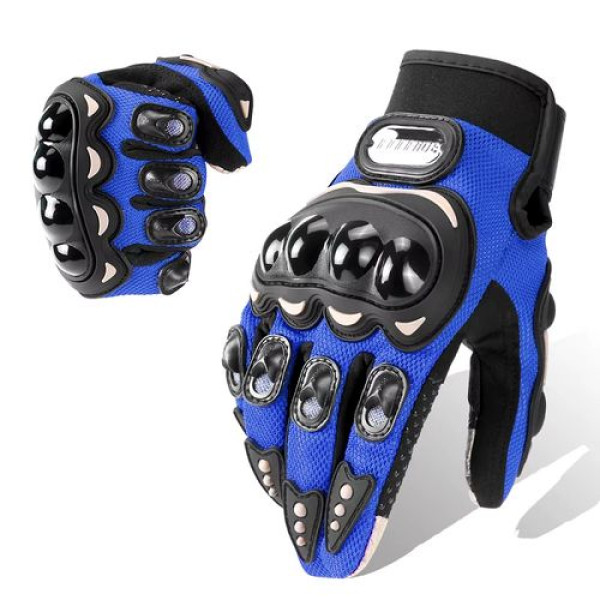 Gants Moto Renforcés Bleu & Noir avec Protection Rigide – Gants Motard Antichoc Respirants