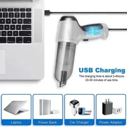 Aspirateur de Voiture Puissant et Rechargeable par USB – Aspirateur Portable Humide/Sec
