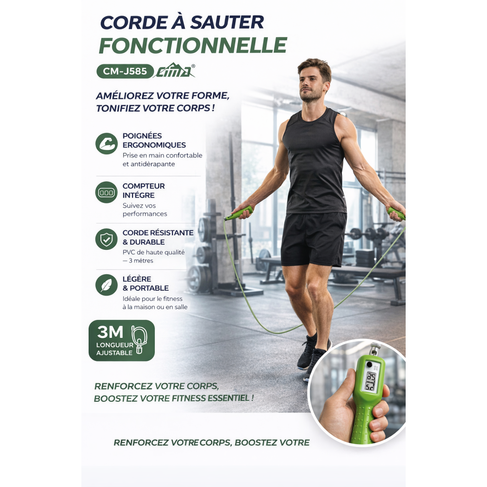 Corde à Sauter Professionnelle avec Compteur – Fitness & Perte de Poids corde à sauter fitness, corde à sauter compteur, jump rope sport maison, corde fitness Sénégal, corde cardio perte de poids Corde à Sauter Professionnelle avec Compteur – Fitness & Perte de Poids corde à sauter fitness, corde à sauter compteur, jump rope sport maison, corde fitness Sénégal, corde cardio perte de poids