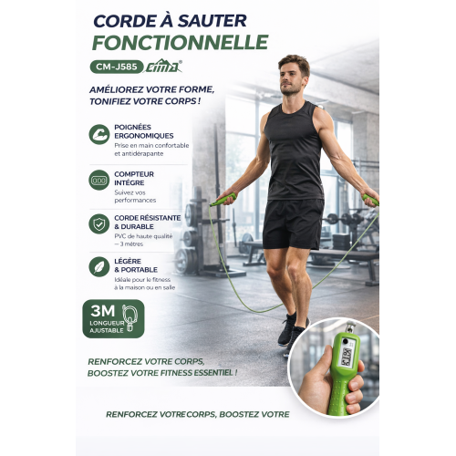Corde à Sauter Professionnelle avec Compteur – Fitness & Perte de Poids corde à sauter fitness, corde à sauter compteur, jump rope sport maison, corde fitness Sénégal, corde cardio perte de poids Corde à Sauter Professionnelle avec Compteur – Fitness & Perte de Poids corde à sauter fitness, corde à sauter compteur, jump rope sport maison, corde fitness Sénégal, corde cardio perte de poids
