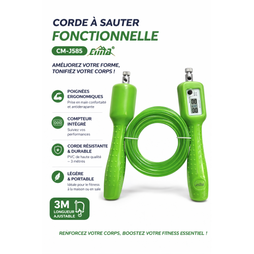 Corde à Sauter Professionnelle avec Compteur – Fitness & Perte de Poids corde à sauter fitness, corde à sauter compteur, jump rope sport maison, corde fitness Sénégal, corde cardio perte de poids Corde à Sauter Professionnelle avec Compteur – Fitness & Perte de Poids corde à sauter fitness, corde à sauter compteur, jump rope sport maison, corde fitness Sénégal, corde cardio perte de poids