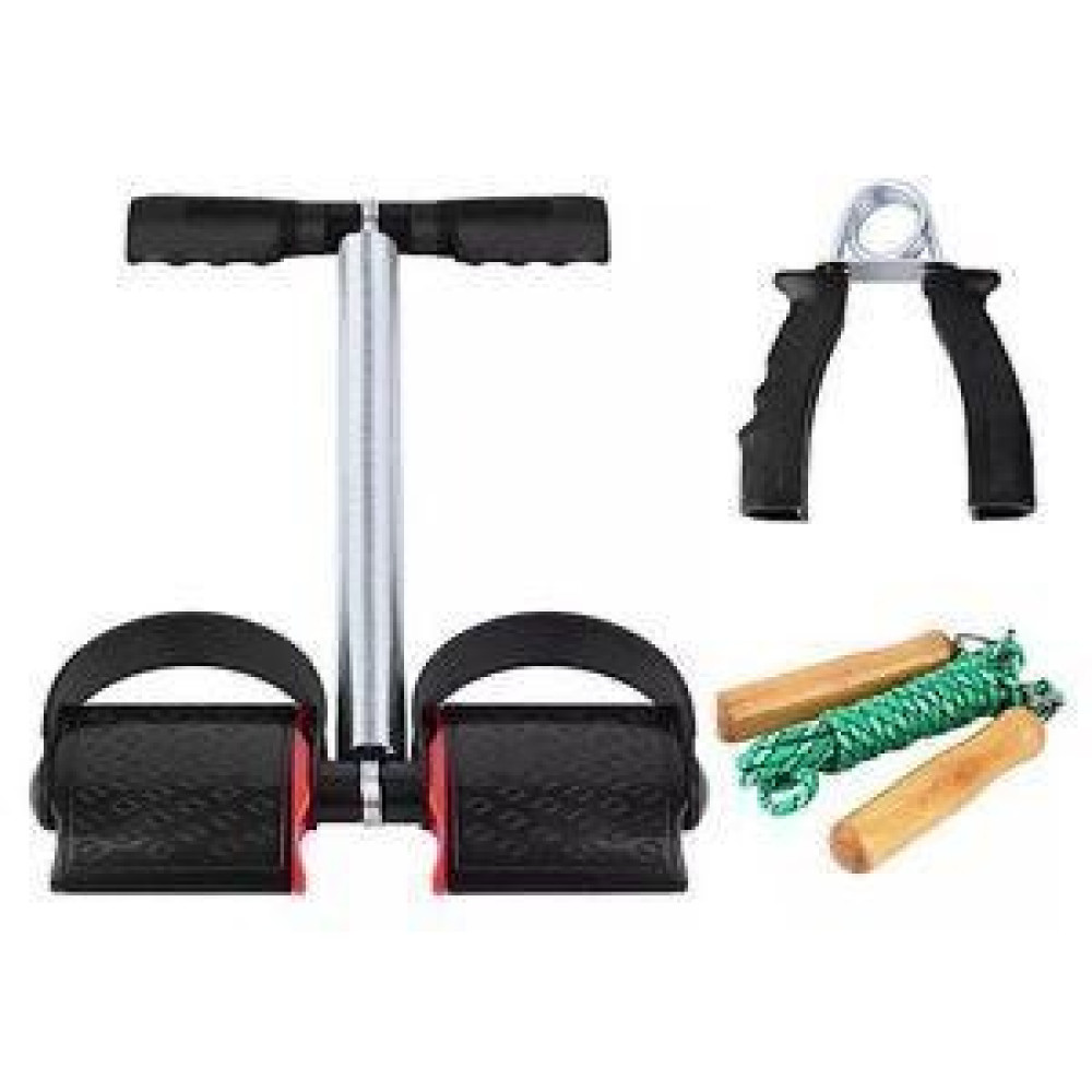 Kit Fitness Multifonction 3 en 1 Extenseur Abdominal Corde et Hand Grip