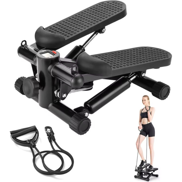 Mini stepper de fitness avec écran LCD et élastiques de résistance 40x30x20 cm