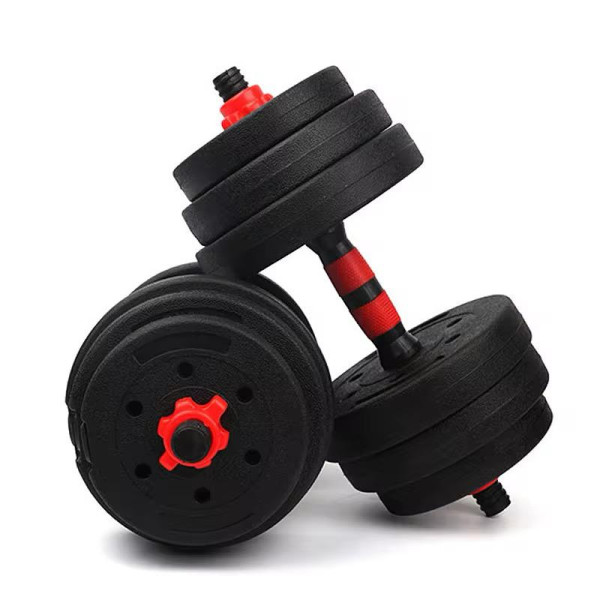 Paire d'haltères de musculation réglables noir et rouge poids total 20kg