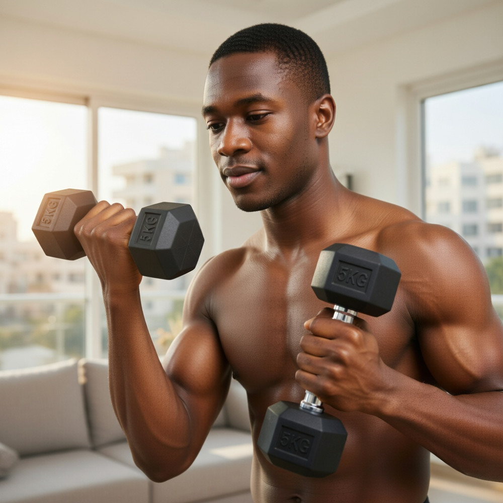 Paire d’Haltères Hexagonales 5 KG – Poids de Musculation Professionnels pour Fitness & Renforcement Musculaire