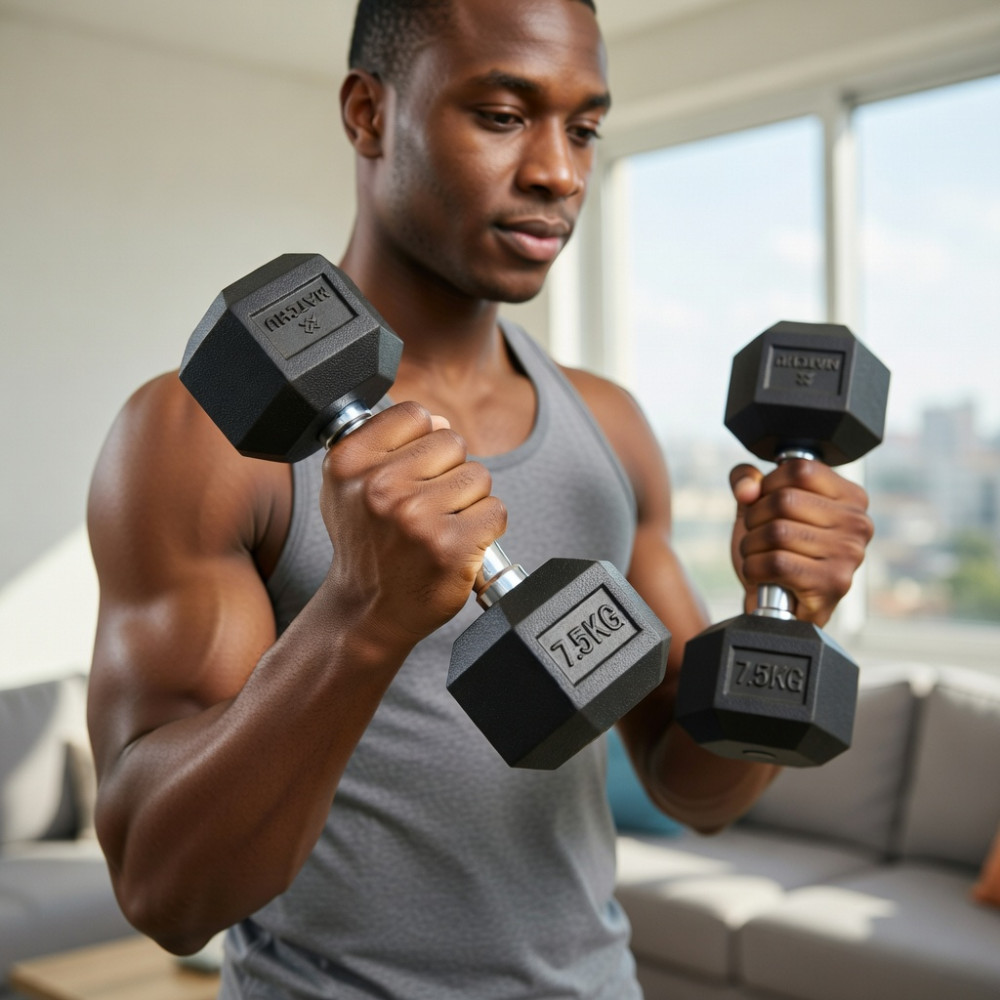 Paire d’Haltères Hexagonales 7.5 KG – Haltères Professionnelles pour Musculation, Fitness et Renforcement Musculaire