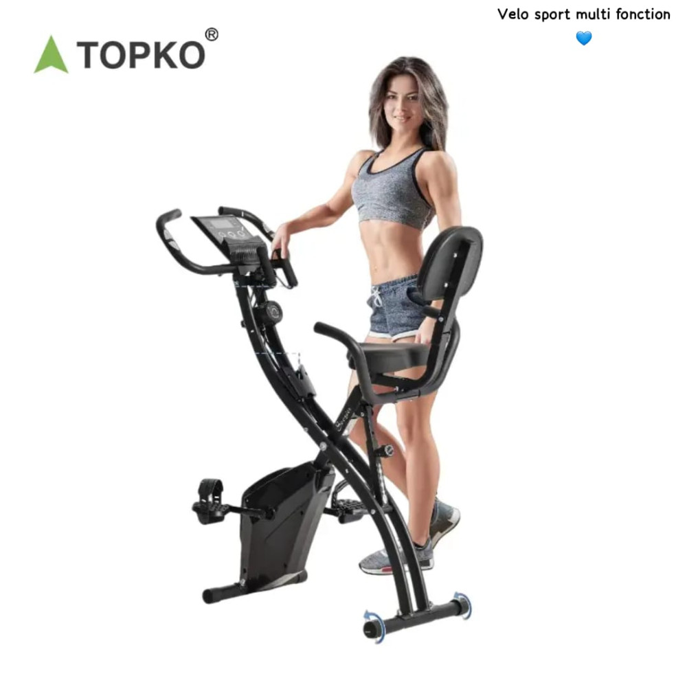 Vélo d'appartement cardio confort mbectemi Sénégal Femme s'entraînant sur un vélo d'appartement noir pliable mbectemi Dakar