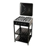 Cuisinière a Gaz 4 Feux avec Table Support et Etagère de Rangement Noir