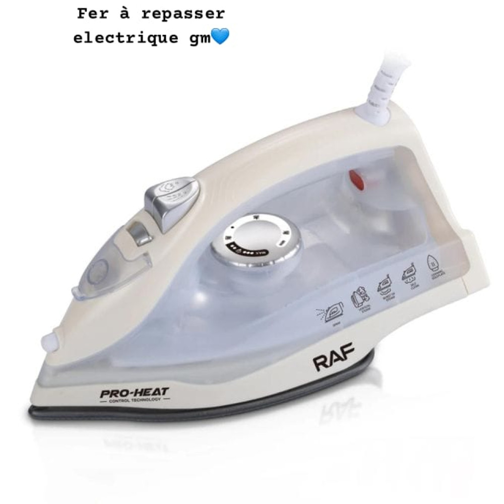 Fer à repasser électrique vapeur RAF Pro Heat semelle céramique 24cm x 11cm x 10cm