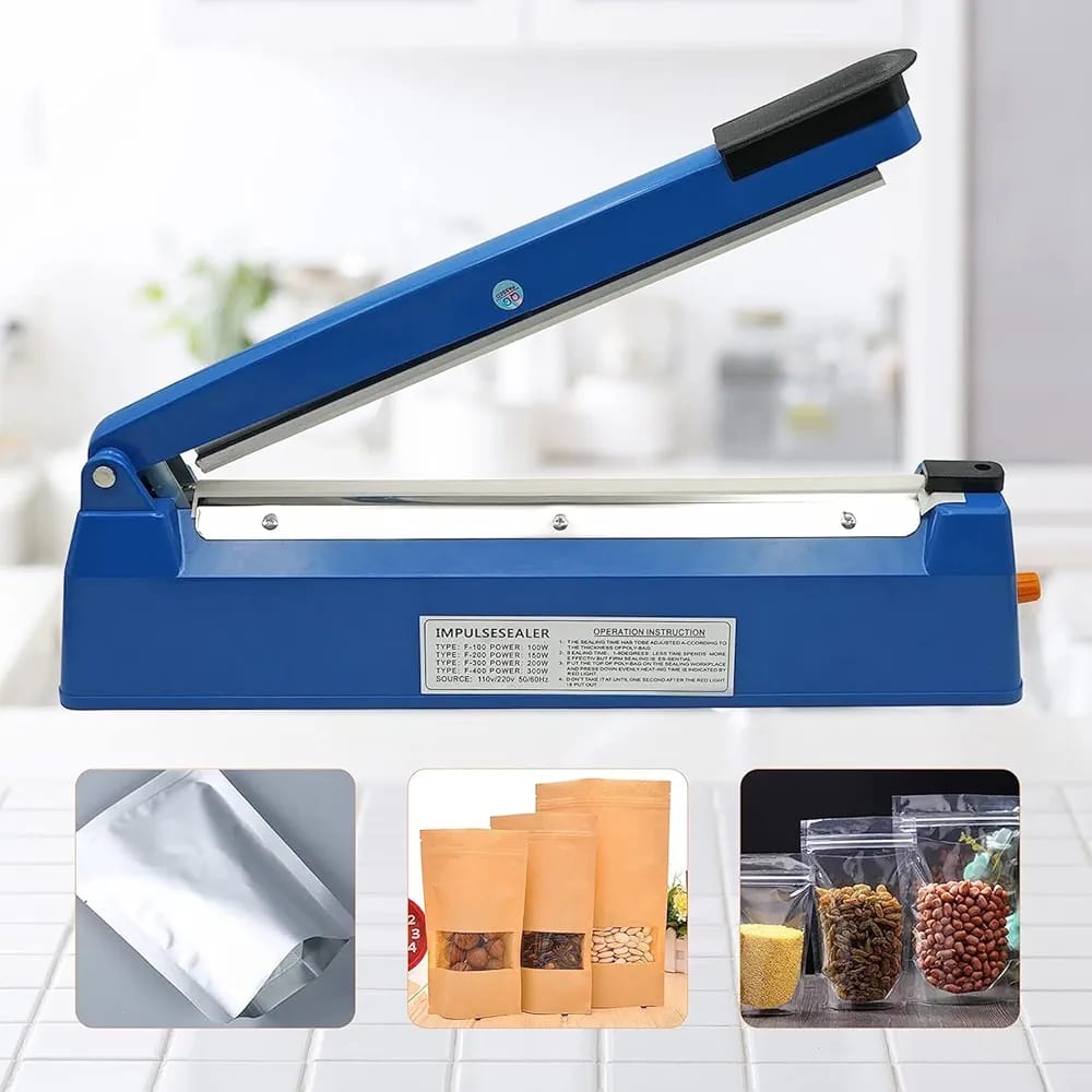 Scelleuse Thermique Manuelle Thermosoudeuse de Sachets Plastiques 20 cm Bleu
