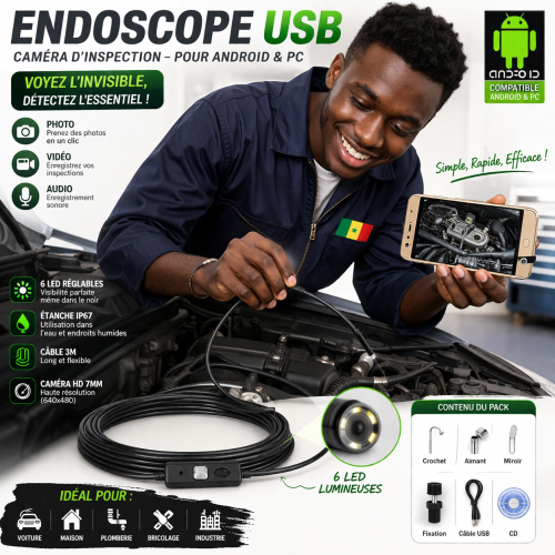 Caméra endoscopique Android Flexible IP67 étanche - 5 m Caméra endoscopique Android Flexible IP67 étanche - 5 m