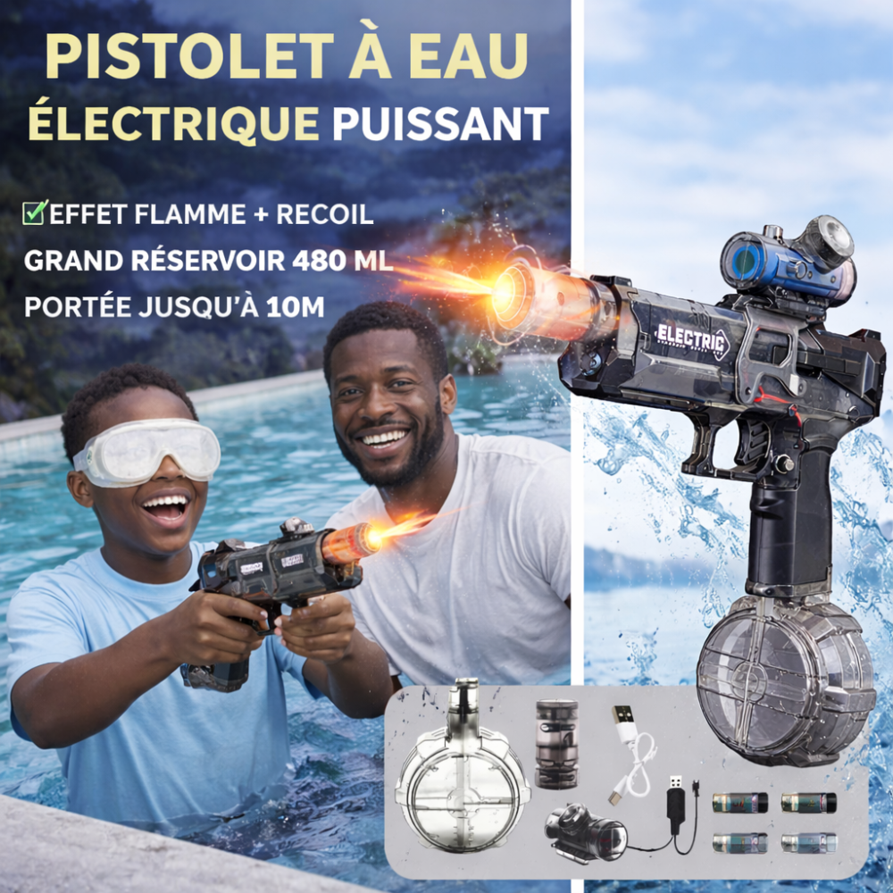 Pistolet à Eau Électrique Haute Pression – Puissance, Style & Domination pistolet a eau electrique, water gun automatique rechargeable, jouet été enfants Dakar, pistolet eau puissant piscine plage