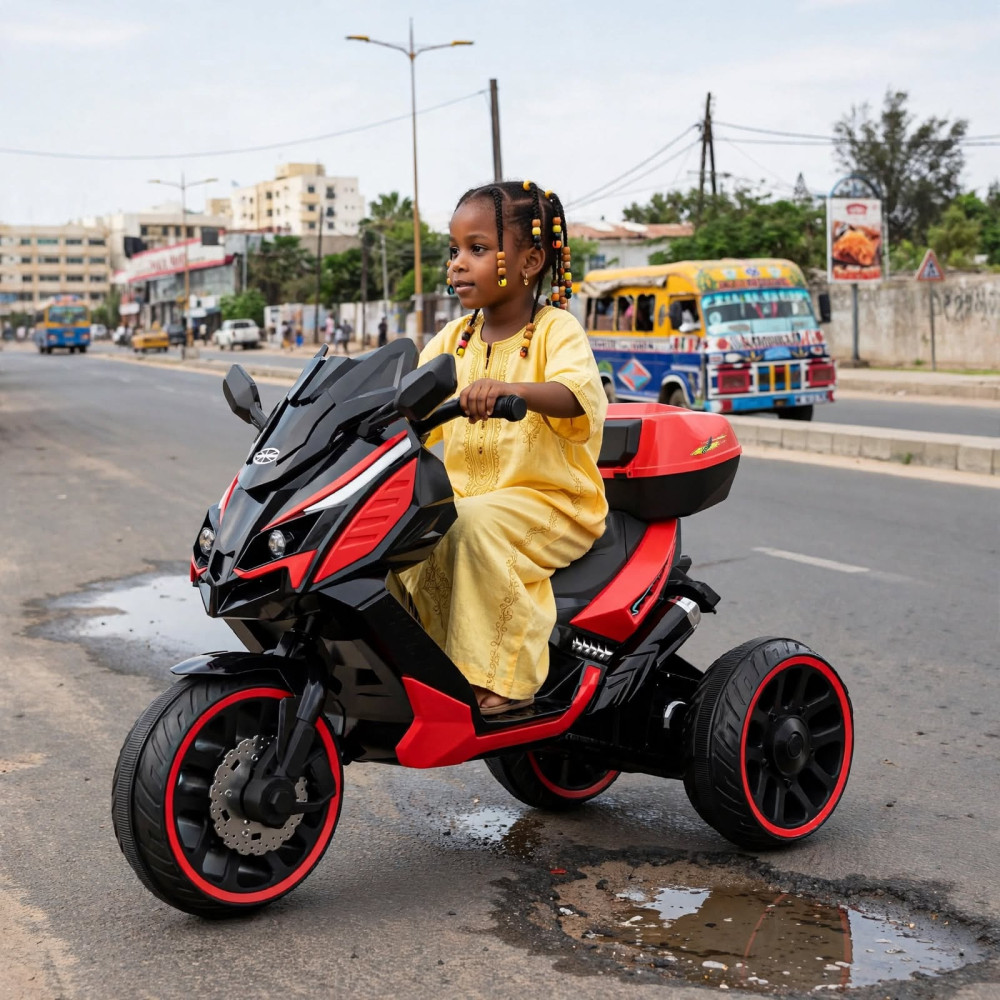 Scooter Électrique pour Enfant à 3 Roues avec Coffre - Rouge et Noir Scooter Électrique pour Enfant à 3 Roues avec Coffre - Rouge et Noir