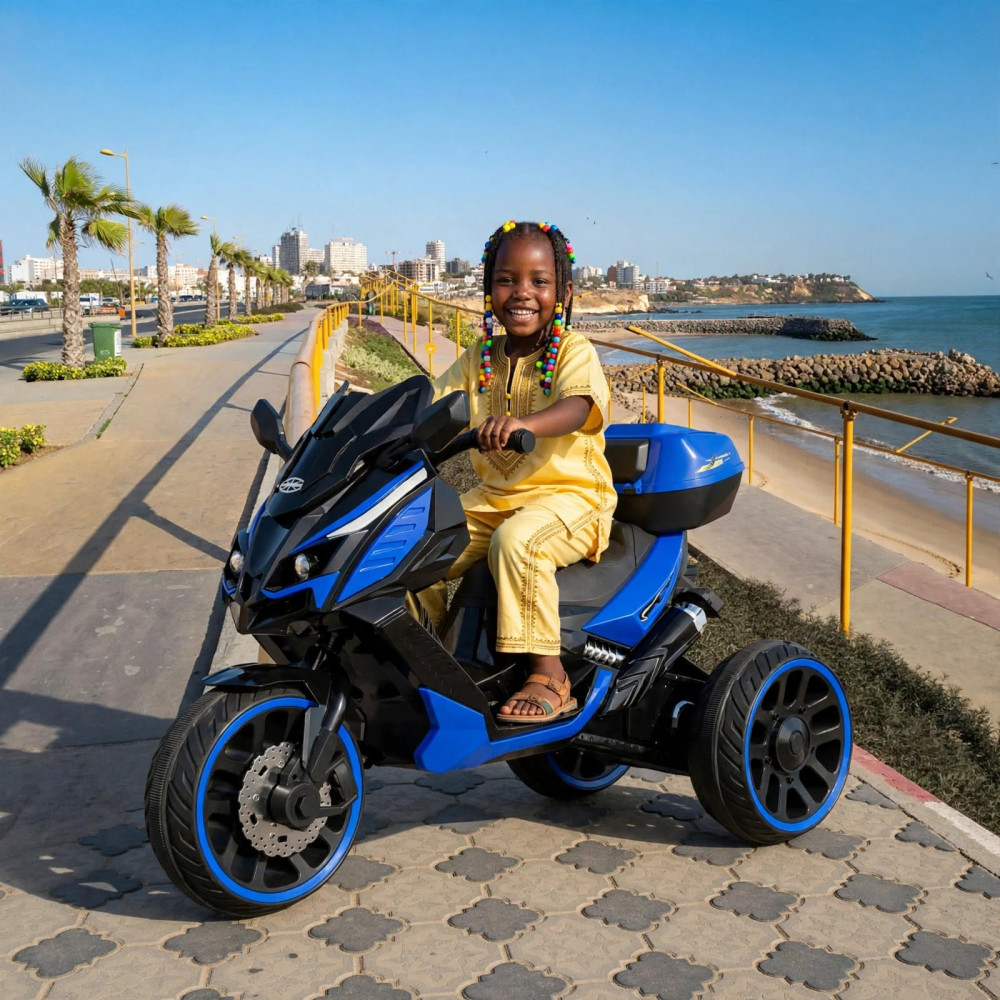 Scooter Électrique pour Enfant à 3 Roues avec Coffre - Bleu et Noir Scooter Électrique pour Enfant à 3 Roues avec Coffre - Bleu et Noir