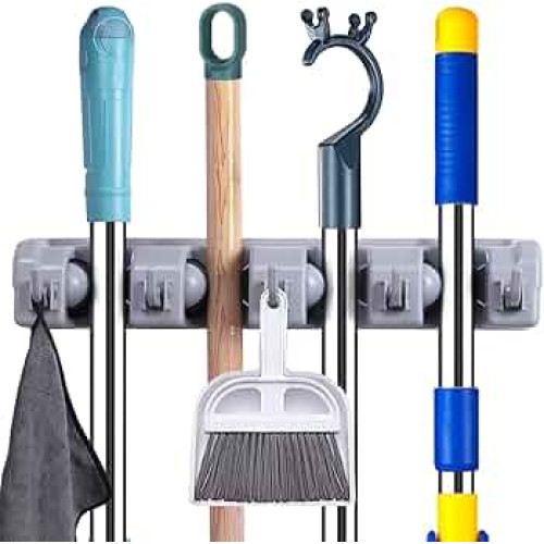 Support Mural pour Balais et Serpillères – Organisateur de Rangement pour Outils de Nettoyage Support Mural pour Balais et Serpillères – Organisateur de Rangement pour Outils de Nettoyage