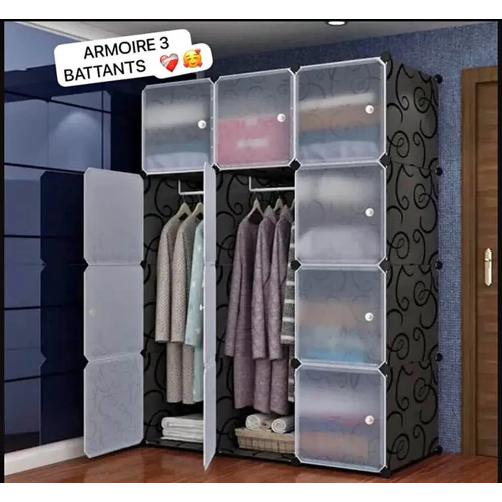 Armoire Modulable avec Portes Transparentes – Placard de Rangement pour Vêtements et Dressing Armoire Modulable avec Portes Transparentes – Placard de Rangement pour Vêtements et Dressing