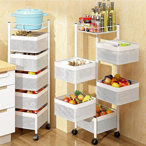 Étagère de Rangement Cuisine à Roulettes – Organisateur Multiniveaux Fruits et Légumes Étagère de Rangement Cuisine à Roulettes – Organisateur Multiniveaux Fruits et Légumes