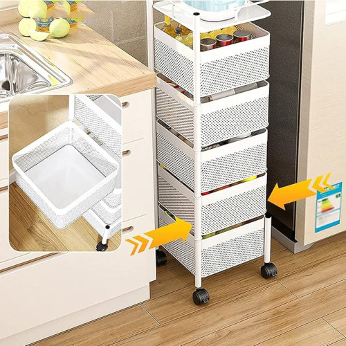 Étagère de Rangement Cuisine à Roulettes – Organisateur Multiniveaux Fruits et Légumes Étagère de Rangement Cuisine à Roulettes – Organisateur Multiniveaux Fruits et Légumes