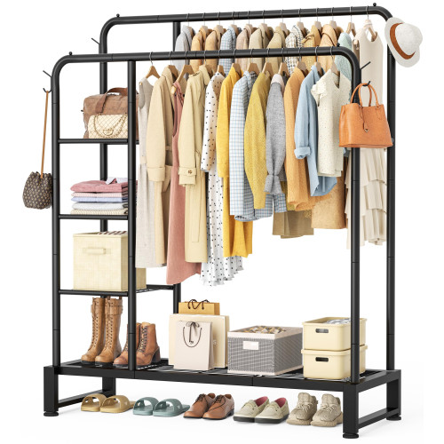 Portant à Vêtements avec Étagères et Roulettes – Armoire Mobile de Rangement pour Maison