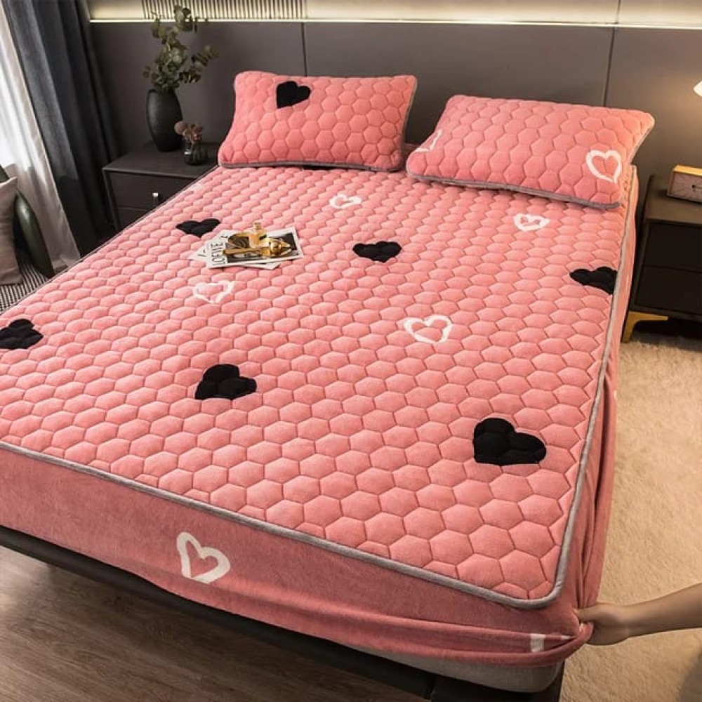 DRAP HOUSSE MATELASSÉ AVEC 2 OREILLERS
