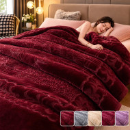 Couverture Polaire Épaisse à Reliefs Mbadji - 4,5 kg (Rouge Bordeaux)
