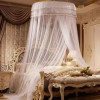 Moustiquaire ciel de lit suspendue ronde style Royal Blanc (120x270x1100 cm)