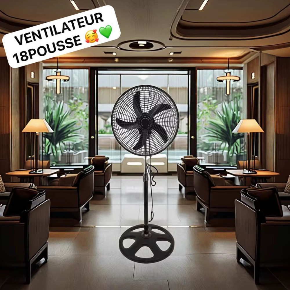 Ventilateur sur pied performant noir 18 pouces - 49x128.5cm