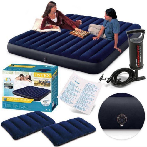 Matelas Gonflable Intex 2 Places – Lit Gonflable Confortable avec Pompe