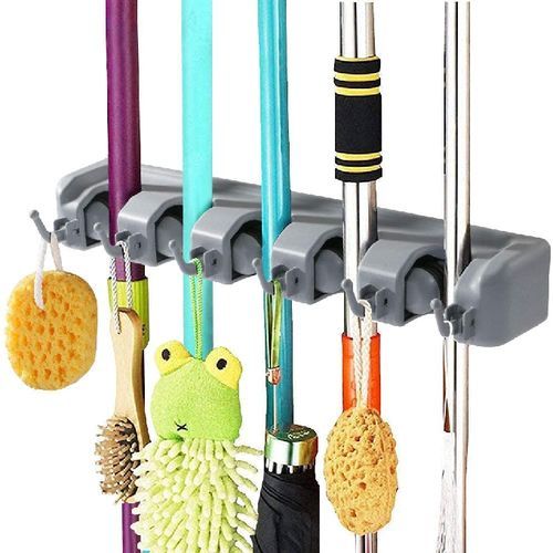 Support Mural pour Balais et Serpillères – Organisateur de Rangement pour Outils de Nettoyage Support Mural pour Balais et Serpillères – Organisateur de Rangement pour Outils de Nettoyage