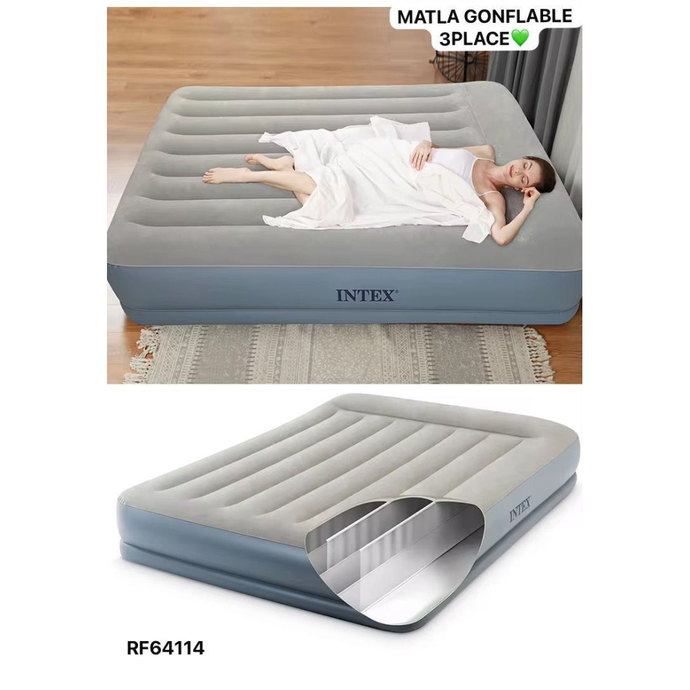 Matelas gonflable de luxe Intex 3 places - 152x203x42cm