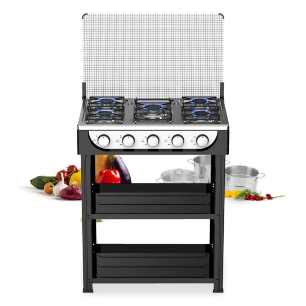 Cuisinière a Gaz 4 Feux avec Table Support et Etagère de Rangement Intégrée Cuisinière a Gaz 4 Feux avec Table Support et Etagère de Rangement Intégrée