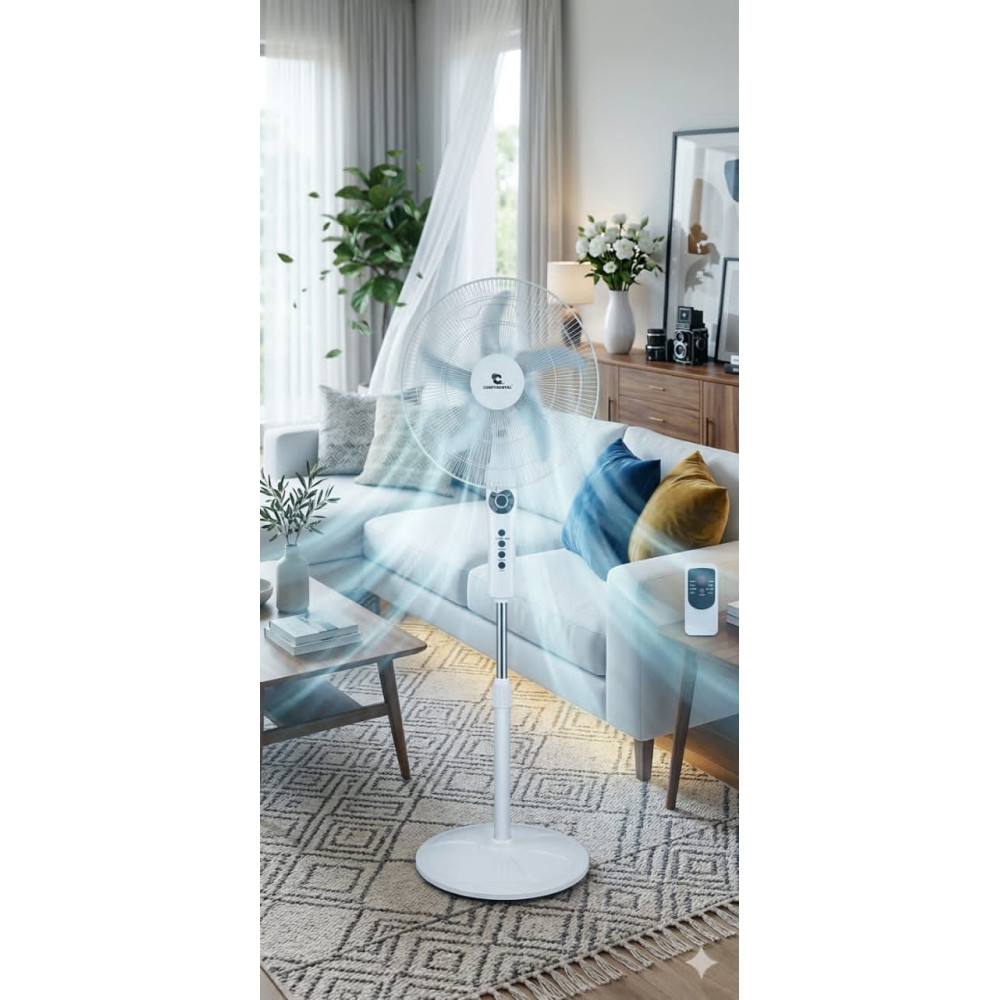 Ventilateur sur Pied Continental FS40-408R 16 Pouces avec Télécommande Blanc