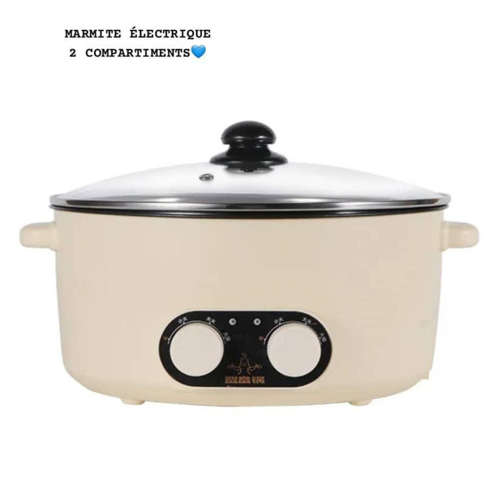 Marmite Électrique 2 Compartiments 4 Litres - Cuiseur Multifonction Antiadhésif 1500W avec Couvercle en Verre Marmite Électrique 2 Compartiments 4 Litres - Cuiseur Multifonction Antiadhésif 1500W avec Couvercle en Verre