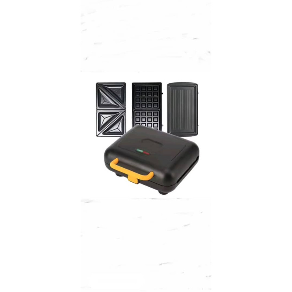 Appareil Multifonction 3-en-1 Machine à Sandwich Gaufre et Grill 24x23x10 cm