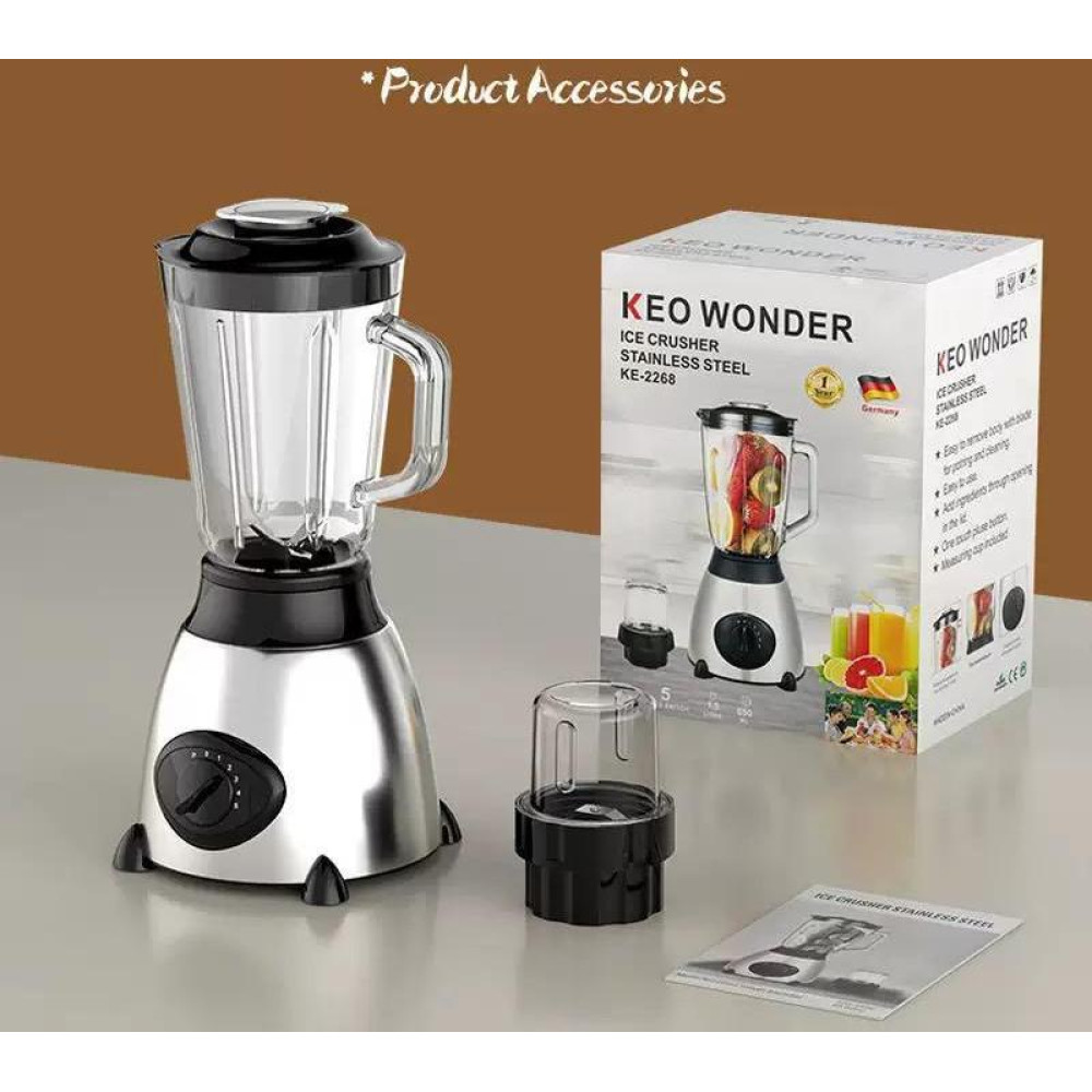 Blender mixeur broyeur de glace Keo Wonder KE-2268 en acier inoxydable Blender mixeur broyeur de glace Keo Wonder KE-2268 en acier inoxydable