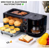 Mini four électrique multifonctions 3 en 1 avec cafetière et poêle capacité 12L