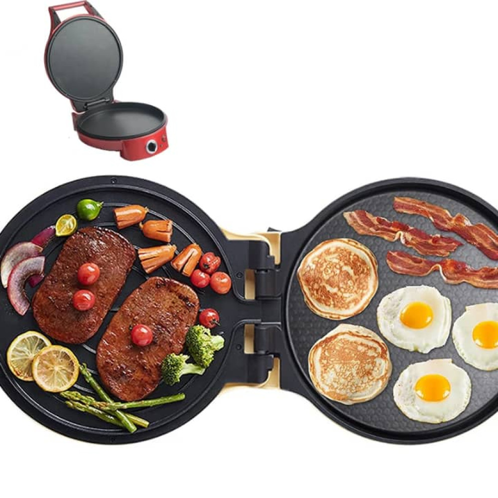 Poêle Électrique Multifonction Hoffmans HM-3033 1800W 30x30x12 cm – Appareil de Cuisson Double Face Non-Stick