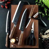 Set de Couteaux de Cuisine Professionnels 6 Pièces - Acier Inoxydable Martelé et Manche Bois