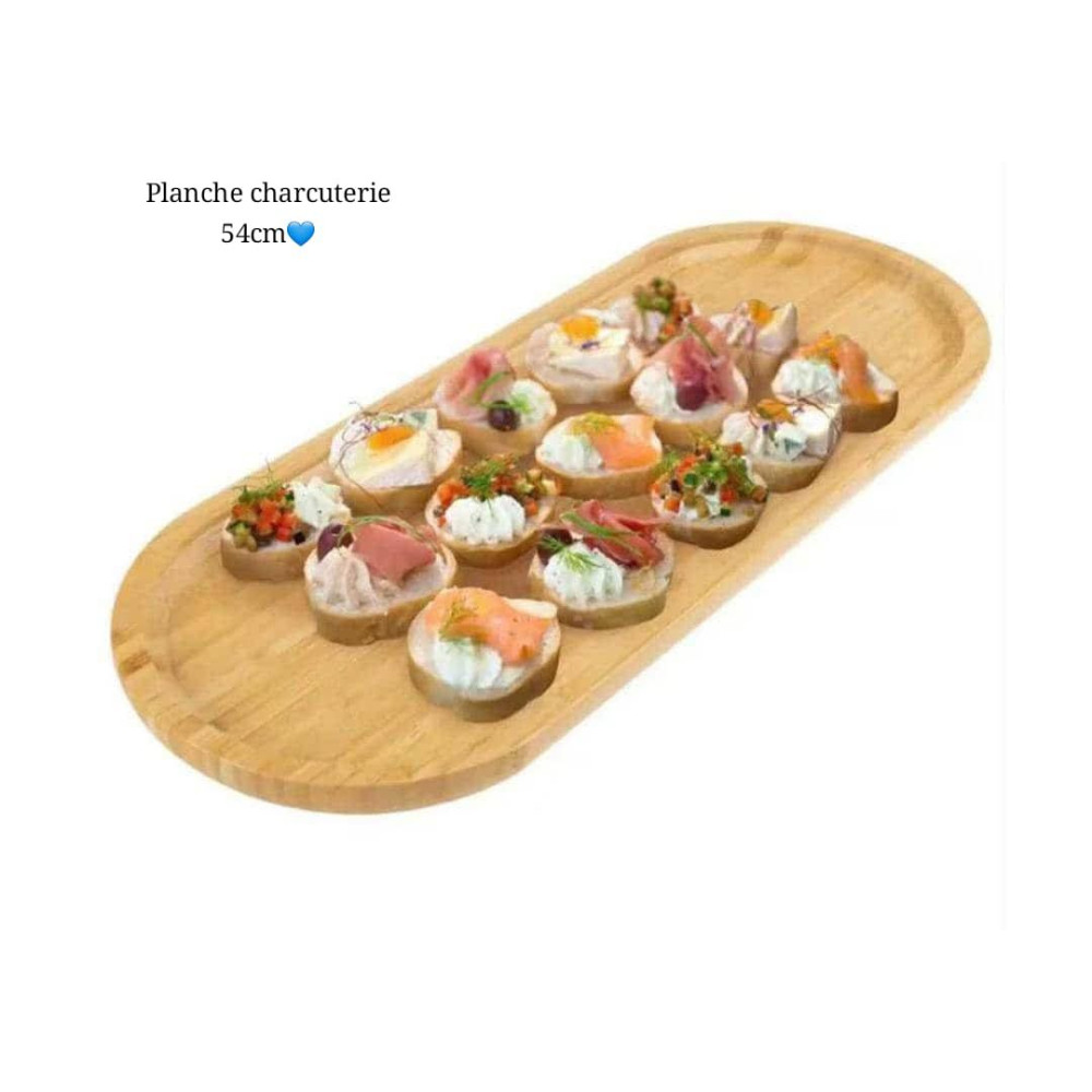  Grande Planche à Charcuterie en Bambou 54cm - Plateau Apéro | Mbectemi