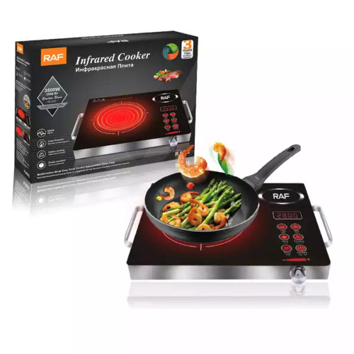 Réchaud électrique infrarouge RAF 3500W noir avec poêle à steak sur mbectemi.com