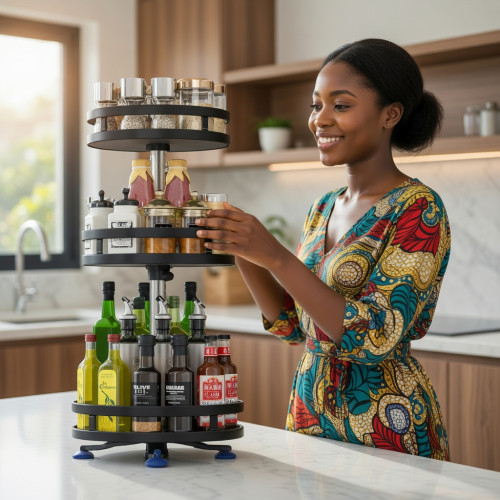 Étagère de Rangement pour Évier de Cuisine – Rotative et Organisatrice