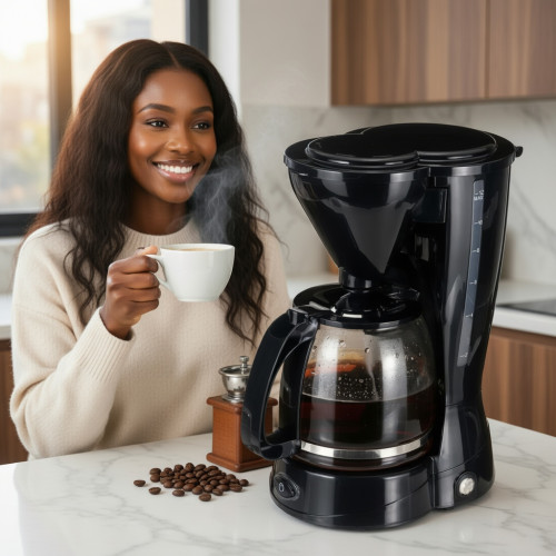 Machine à Café Électrique – Cafetière Automatique avec Carafe en Verre Machine à Café Électrique – Cafetière Automatique avec Carafe en Verre