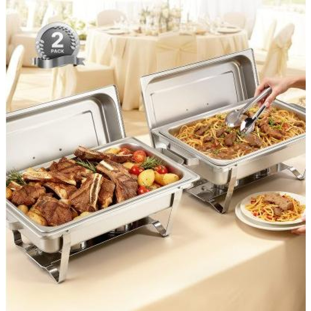 Chafing Dish Professionnel Rectangulaire Inox 65x36x32 cm – Chauffe-Plat Buffet Gastronome