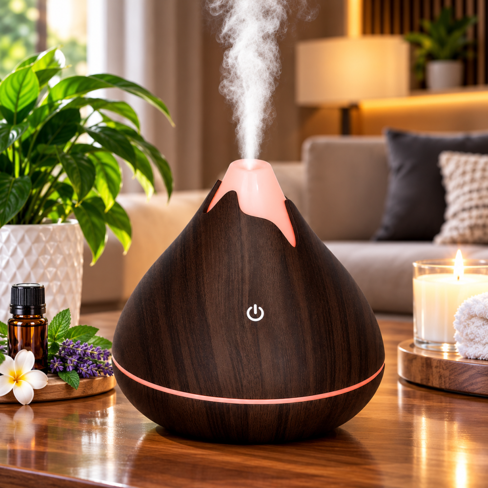 Diffuseur d'Huiles Essentielles Électrique en Bois - Ambiance Relaxante