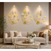 Décoration Murale en Métal PVD Luxe – Grand Disque Solaire et Feuillage Doré Éclatant