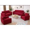 Ensemble Housses de Canape et Fauteuil 7 Places Elastiques Sans Volant Rouge Bordeaux