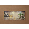 Tableau Triptyque Broderie Diamant 5D Paysage Lunaire Doré 3 Pièces de 40x60 cm