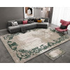 Tapis de salon classique beige avec bordures vertes - 2x3m