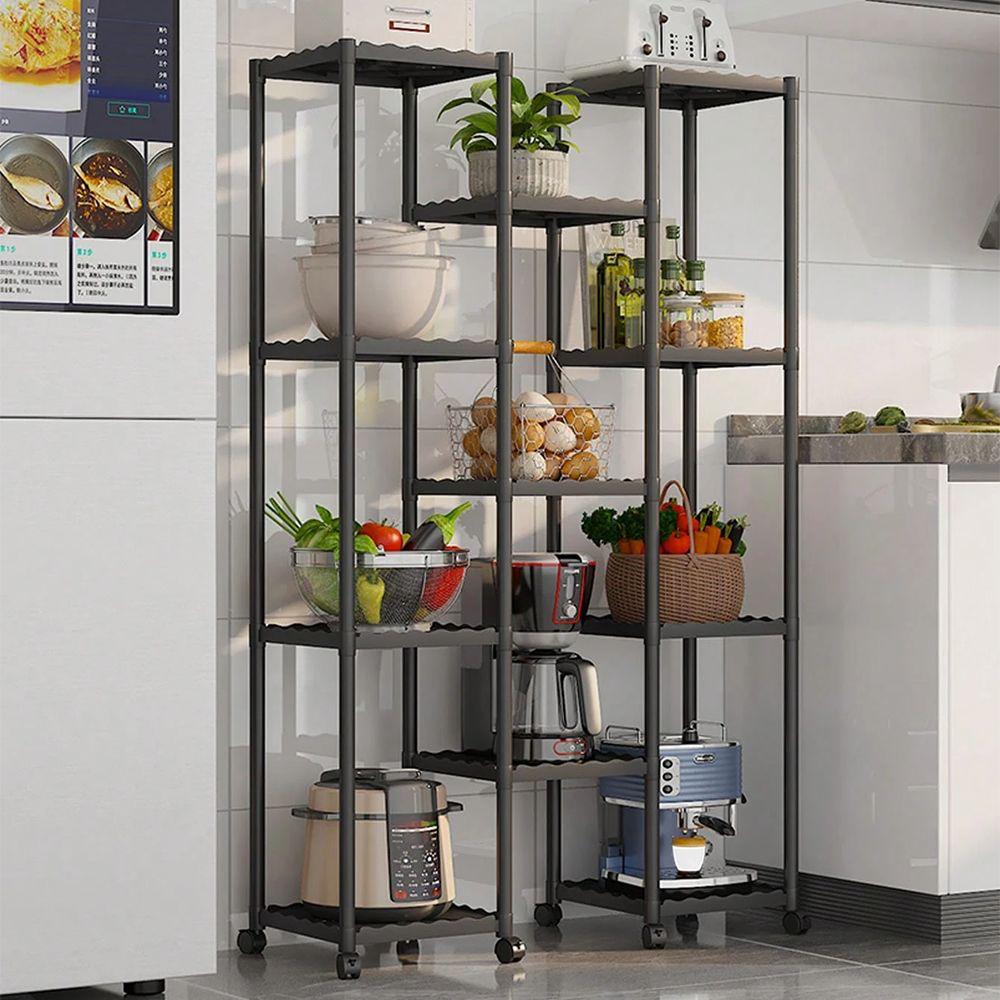 Étagère porte plante noire à roulettes multi niveaux en métal 140cm x 60cm x 25cm Étagère porte plante noire à roulettes multi niveaux en métal 140cm x 60cm x 25cm